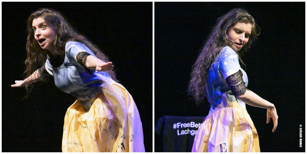 La comédienne féministe Typhaine D lors de son spectacle Contes à rebours